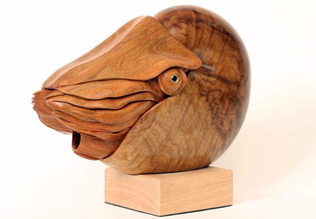 Nautilus sculpture, hand carved by Bill Prickett